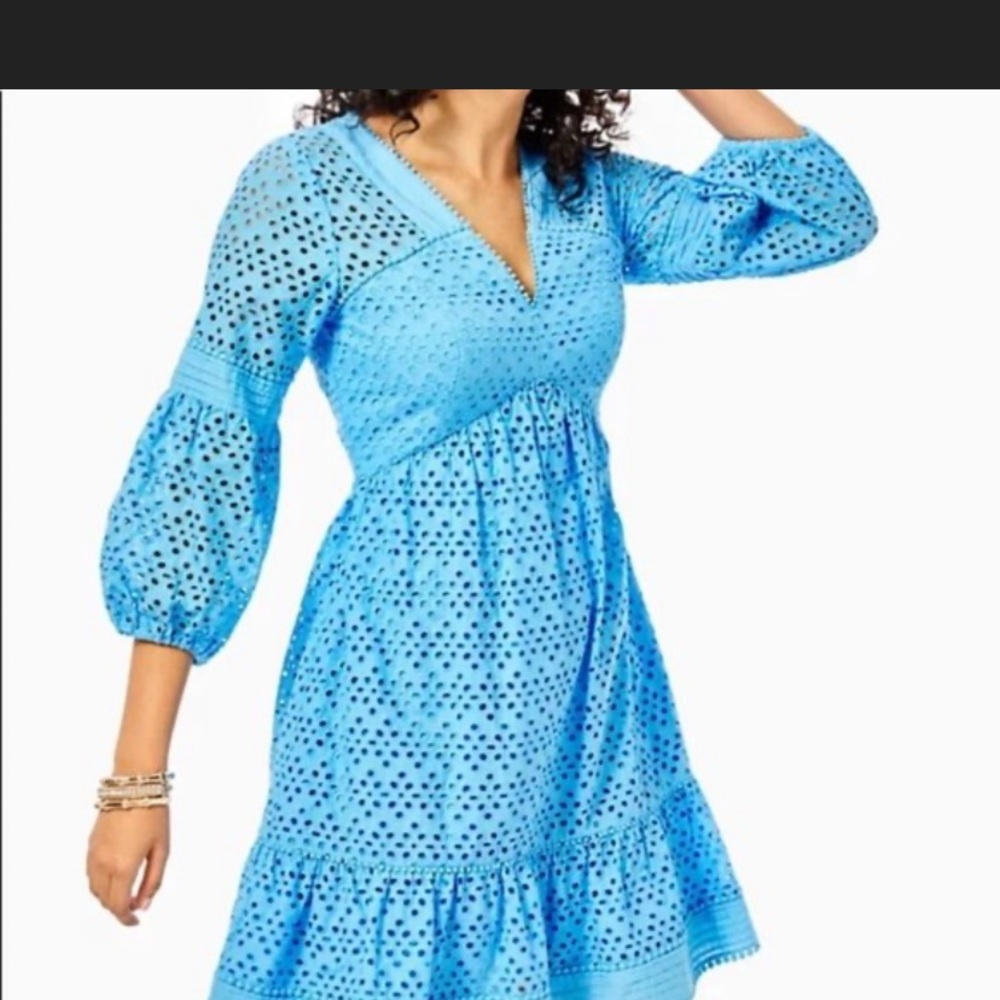 NWT Lilly Pulitzer Lucinda dress in Zanzibar blue tideline eyelet, size 10